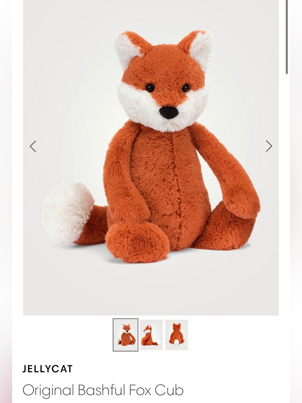 Jellycat Orange & White Bashful Fox Cub Plush